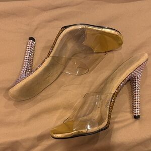 Elegant Gold and Clear Women's Heels